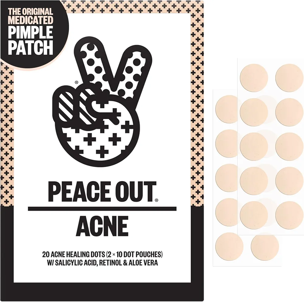 PEACE OUT Acne Healing Dots Hydrocolloid Pimple Patches (20 count)